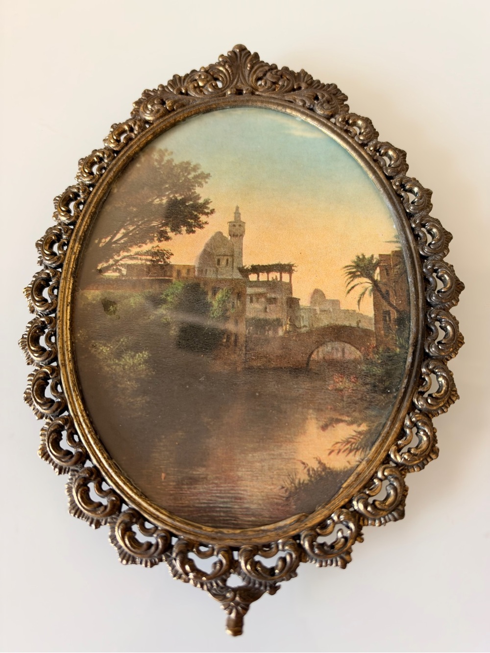 VTG Action Made in Italy Oval Brass Picture  6x8